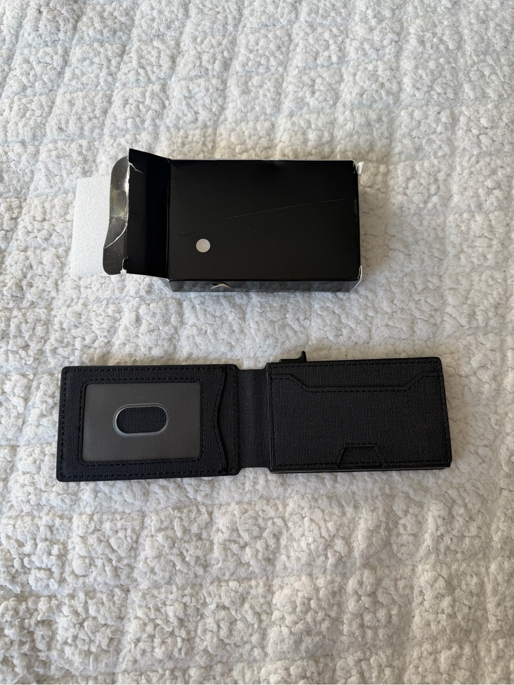 Slim Black Bi-Fold Phone Card Holder with ID Window